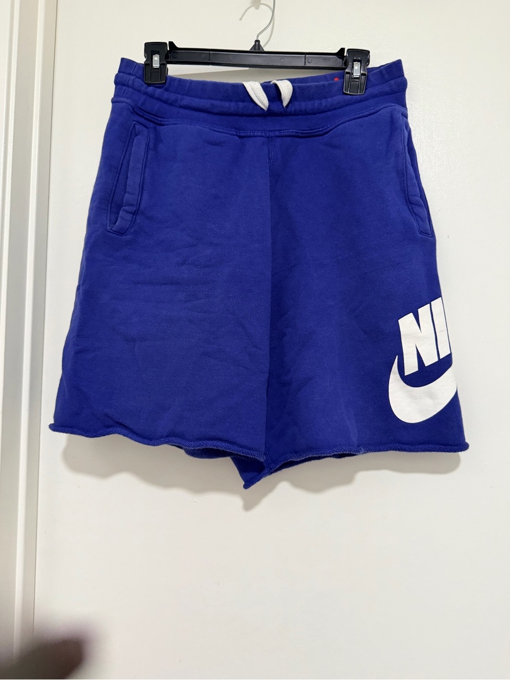 Nike Women’s Royal Blue Athletic Fleece Shorts with White Logo